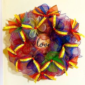 Beautiful Handmade 22” Rainbow Love Wreath